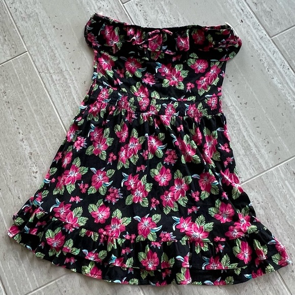 OP Dresses & Skirts - Floral OP Strapless Dress - Black and Pink new with tags